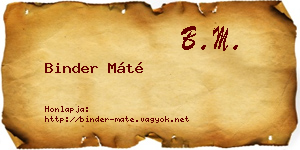 Binder Máté névjegykártya